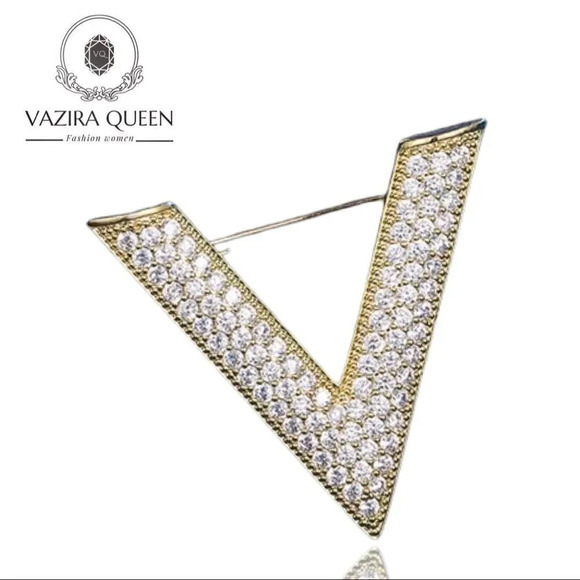 Vazira Queen Jewelry - VQ ‘V’ Letter Brooch